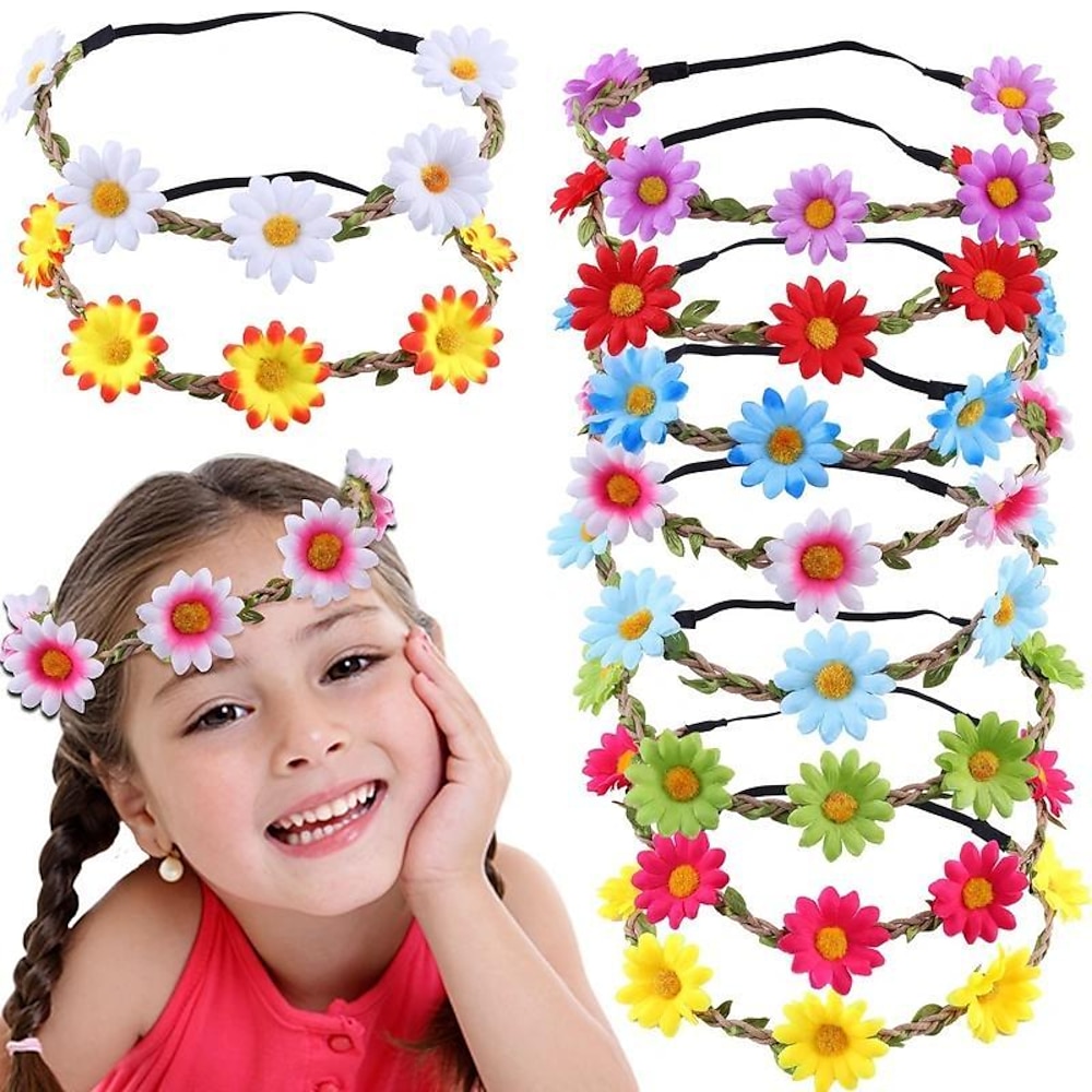 Erwachsene Kinder Haarband Sonnenblume Kranz 5 Gänseblümchen Kopf Blume Braut Haarschmuck Strand Reise Foto Haarband Lightinthebox