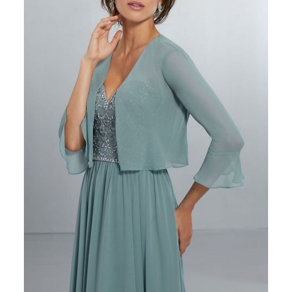 Schals für Hochzeitsgäste, Damen-Wickeltuch, pur, elegant, 3/4-Ärmel, Chiffon-Hochzeits-Wickeltücher mit reiner Farbe für den Party-Frühlingamp; Sommer Lightinthebox
