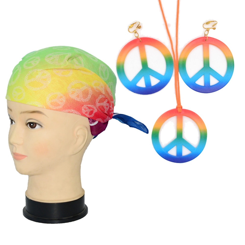 Bunte Peace-Charm-Halskette, Hippie-Set, Accessoires, Peace-Charm-Kleidung, Dekoration Lightinthebox