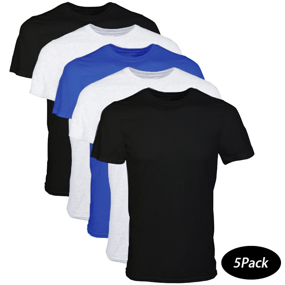 Herren T Shirt Funktionsshirt T-Shirt Glatt Rundhalsausschnitt Strasse Urlaub Kurze Ärmel 5-Stücke Bekleidung 5St Modisch Designer Basic Lightinthebox