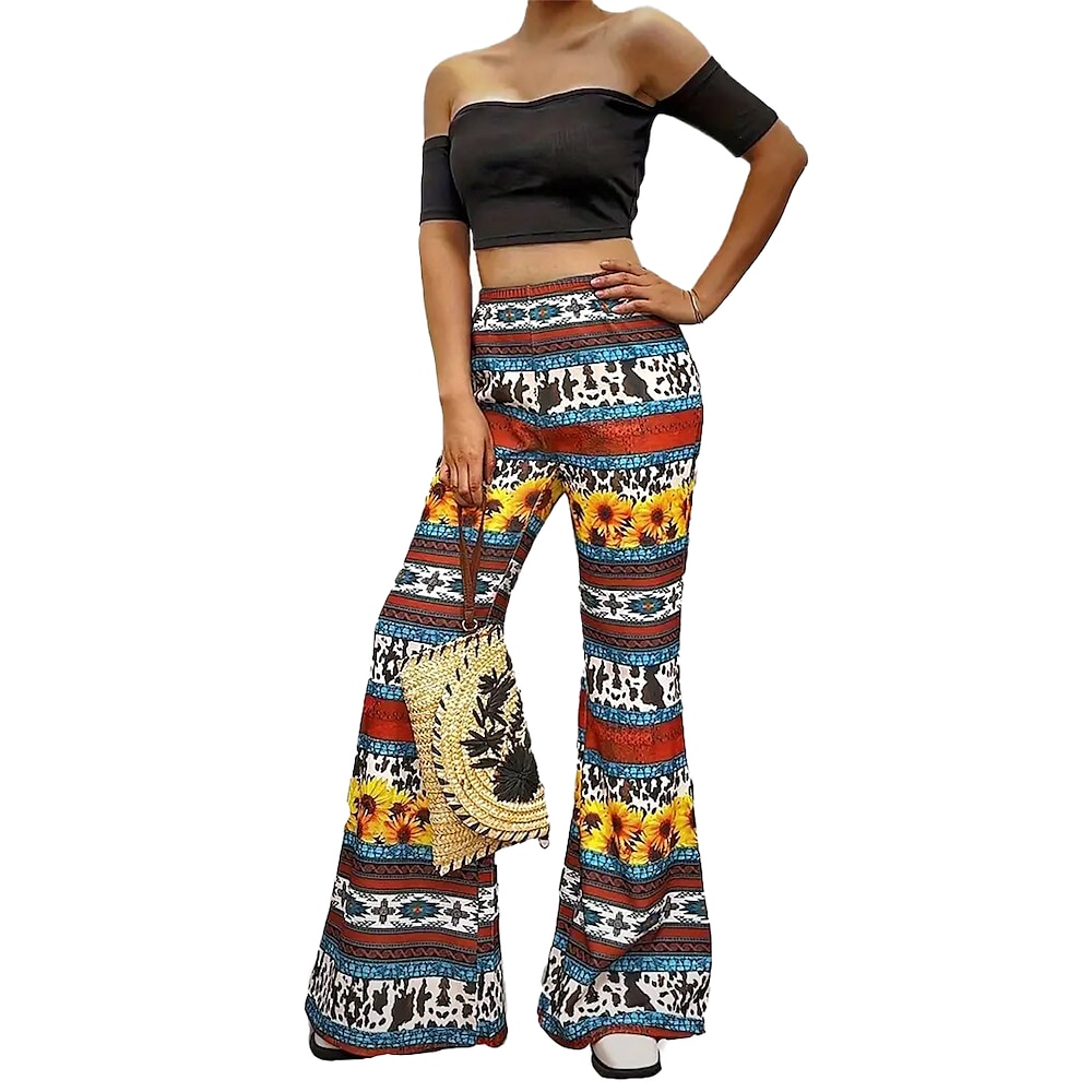 Hippie Retro Vintage 1960er 1970er Disko Hose Glockenhose Damen Kostüm Jahrgang Cosplay Party / Abend Hosen Schlager Outfit Lightinthebox