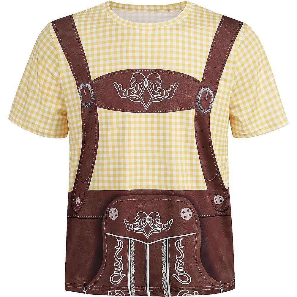 Oktoberfestbier Bayerisch T-Shirt-Ärmel Lederhosen 3D Grafik Für Herren Erwachsene Oktoberfestbier 3D-Druck Party Casual Lightinthebox