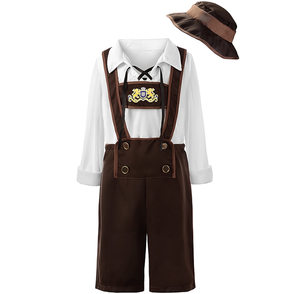 Karneval Oktoberfestbier Kostüm Bluse / Hemd Lederhosen Oktoberfest / Bier Bayerisch Bayerisch Wiesn Traditioneller Stil Wiesn Jungen Stoff im traditionellen Stil oben Unterhose Hut Lightinthebox