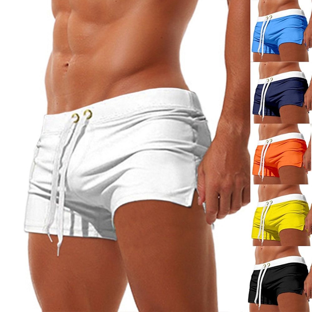 Herren Boardshorts Badeshorts Badehose Schwimmshorts Bademode Badehosen Kordelzug Elastische Taille Tasche mit Reißverschluss Feste Farbe Atmungsaktiv Schnelltrocknend Kurz Casual Täglich Strand Lightinthebox