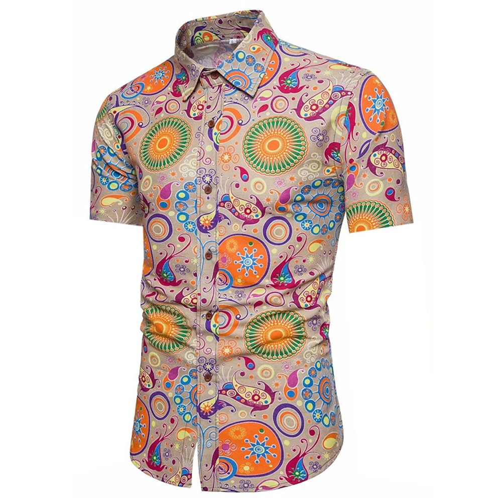 Herren Paisley-Muster Grafik-Drucke Hemd Boho-Shirt Kurzarm Modisch Strassenmode Designer Outdoor Strasse Täglich Sommer Frühling Umlegekragen Bedruckt Schwarz Rosa Blau Grün Lightinthebox