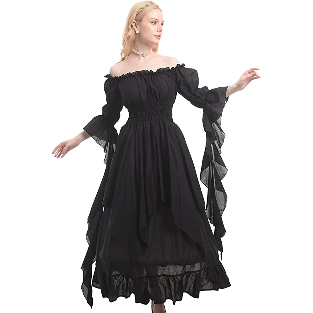 Vintage Gotisch Mittelalterlich Kleid Cosplay Kostüm Kleid im Regency-Stil Ren Faire Trompetenärmel Wikinger Elfen Damen Keltisch Seeräuber Fantasie Halloween Maskerade Leistung Party / Abend Bühne Lightinthebox