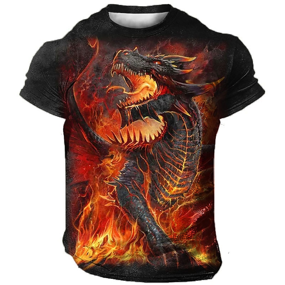 Herren Graphic Tier Drache T Shirt Kurzarm T-Shirt 3D-Druck Rundhalsausschnitt Hemd Vintage Modisch Designer Outdoor Täglich Sport Gelb Blau Purpur Frühling Sommer Bekleidung S M L XL 2XL 3XL Lightinthebox