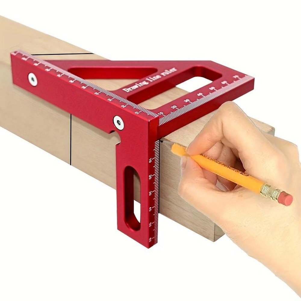 3D-Mehrwinkel-Messlineal, 45/90-Grad-Winkelmesser aus Aluminiumlegierung für die Holzbearbeitung, Zeichenlinienlineal, Gehrungsdreieckslineal, hochpräzises Layout-Messwerkzeug für Tischler Lightinthebox