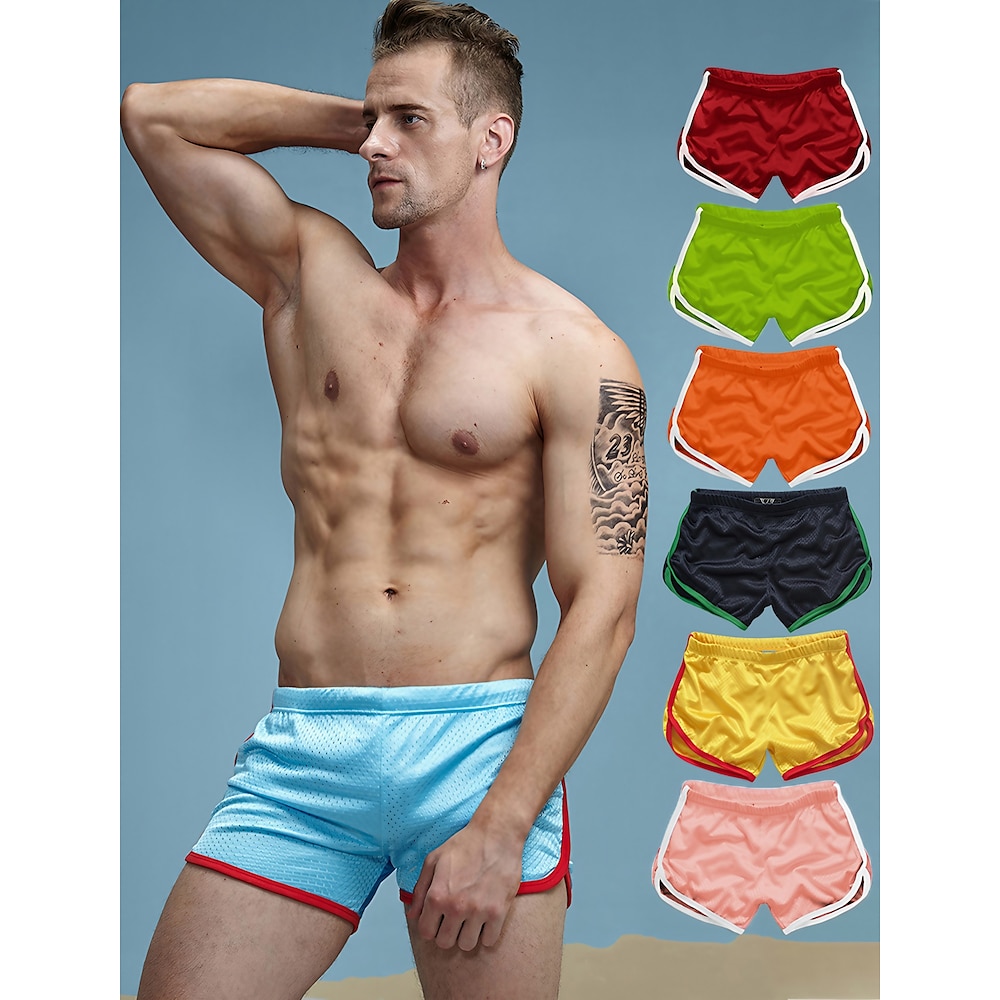 Herren Sportliche Shorts Kurze Sporthose Kurze Sporthose Sport Shorts Mesh-Shorts Gitter Elastische Taille Farbblock Atmungsaktiv Schnelltrocknend Kurz Sport Fitness Laufen Sport Athleisure Pink Lightinthebox