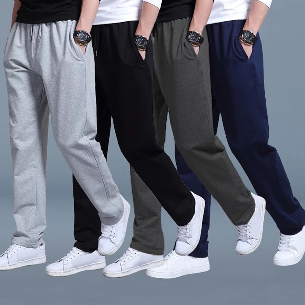 Herren Jogginghose Trainingshose Jogginghose Jogger Freizeithose Jogginghose mit geradem Bein Kordelzug Elastische Taille Gerade geschnitten Glatt Outdoor Ausgehen Modisch Strassenmode Schwarz Lightinthebox