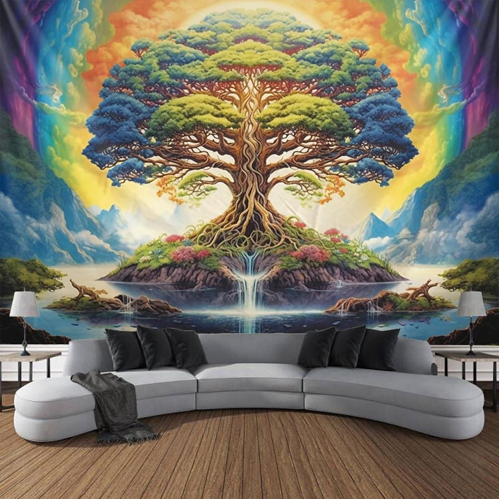 Baum des Lebens 3D-Hängeteppich, Hippie-Wandkunst, großer Wandteppich, Wanddekoration, Fotografie, Hintergrund, Decke, Vorhang, Zuhause, Schlafzimmer, Wohnzimmer, Dekoration Lightinthebox