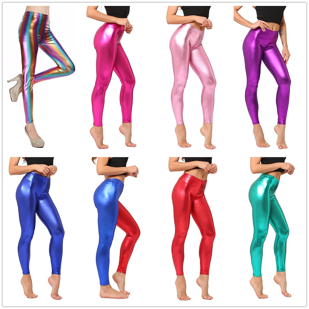 1980er Hoch tailliert Glänzendes Latex-Patent Leggins PU - Leder Bleistifthosen Scheibe Damen Karneval Maskerade Party Junggesellinnenabschiedsparty Pride Parade Erwachsene Hosen Lightinthebox