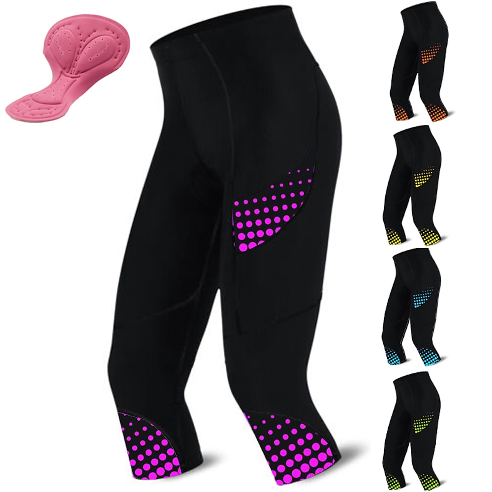 Damen ¾ Radhose Radunterhose Radhose Radlerhose Fahrradhose Fahrradshorts Fahhrad 3/4 Sporthose Unten MTB Mountain Rennrad Sport 3D-Pad Atmungsaktiv Schnelltrocknend Feuchtigkeitsableitung Gelb Rosa Lightinthebox