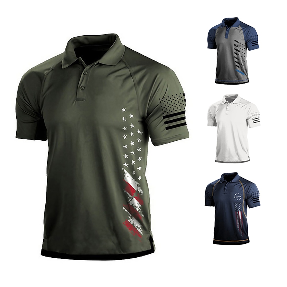 Herren poloshirt Dunkelgrau Armeegrün Dunkelmarine Kurzarm Sonnenschutz Feuchtigkeitsableitung Shirt Sommer Golfkleidung, Kleidung, Outfits, Kleidung Lightinthebox