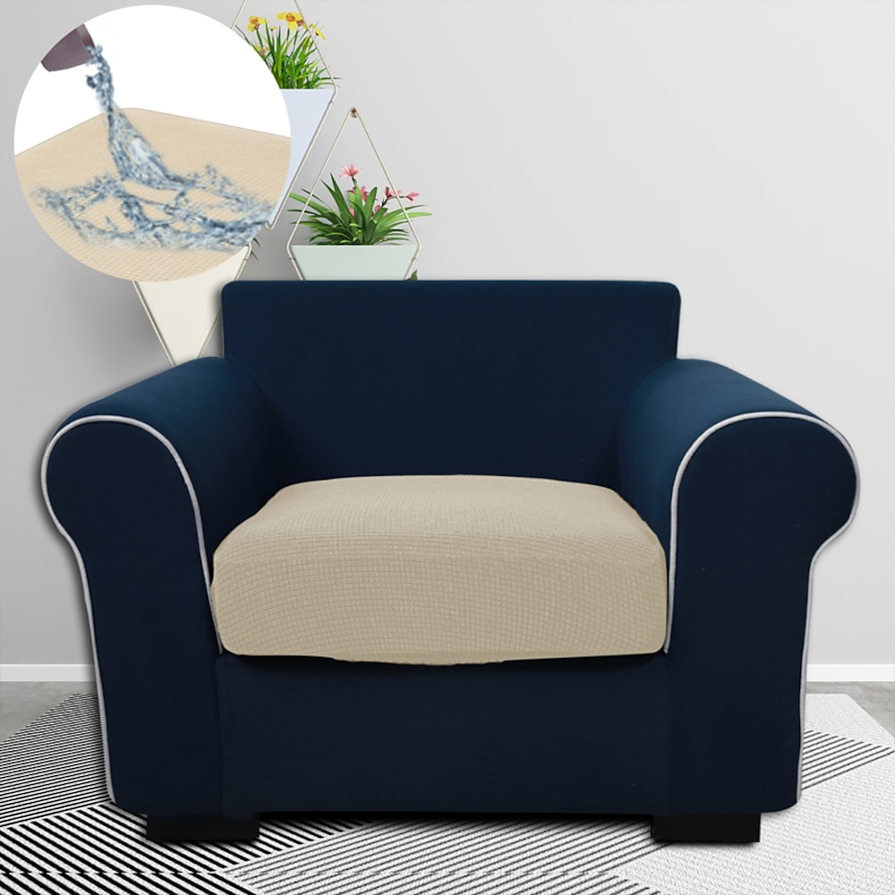 Stretch-Sofa Sitzkissenbezug Schonbezug elastisch Couch Sessel Loveseat 4- oder 3-Sitzer wasserabweisend grau schwarz uni einfarbig weich strapazierfähig waschbar Lightinthebox