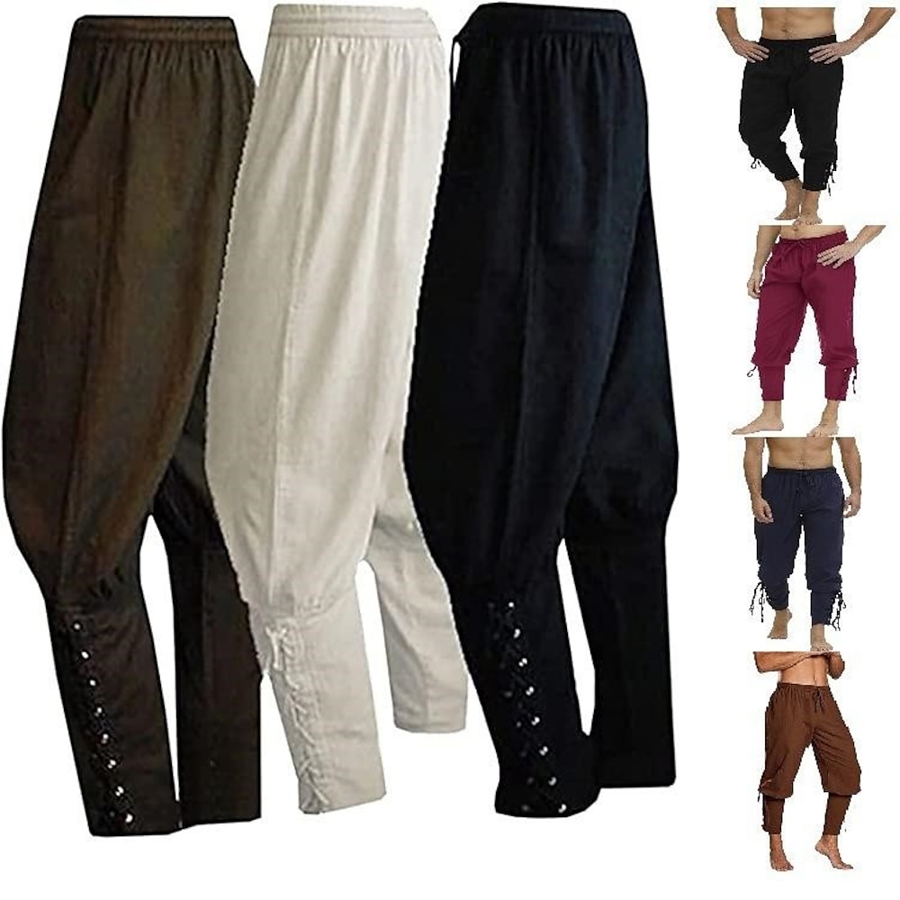 Retro Vintage Mittelalterlich Renaissance Piratenhose Seeräuber Ritter Ritter Vikinger Einfarbig Herren Seeräuber Fantasie Halloween Karneval Maskerade Karnival Leistung Bühne Erwachsene Hosen Lightinthebox