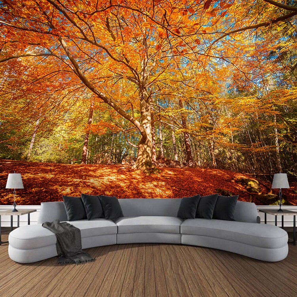 Landschaft Natur Wandteppich Wald unter der Sonne Wandkunst großer Wandteppich Wanddeko Fotografie Kulisse Decke Vorhang Home Schlafzimmer Wohnzimmer Dekoration Lightinthebox