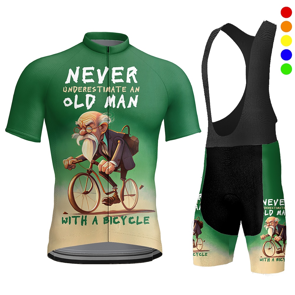 Herren Radtrikot mit Radhose kurz Trägern fahrradbekleidung Kurzarm MTB Mountain Rennrad Rot Königsblau Blau Fahhrad Schnelltrocknend Feuchtigkeitsableitung Spandex Sport Geometrisch Lustig Bekleidung Lightinthebox