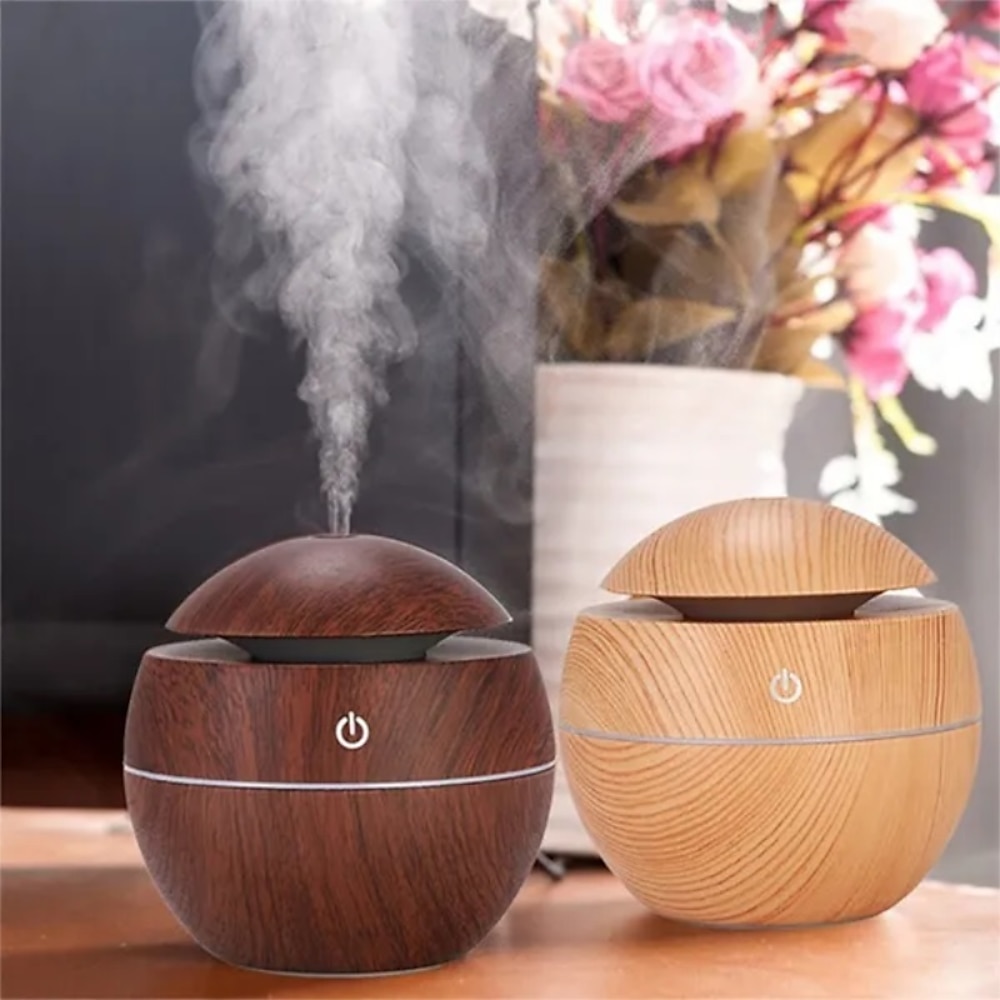 Diffusor für ätherische Öle mit Aroma, USB-Ultraschall-Luftbefeuchter für Zuhause, Aroma-Diffusor, Dampfdiffusor, 7-Farben-LED-Licht, 130 ml, Büro Lightinthebox