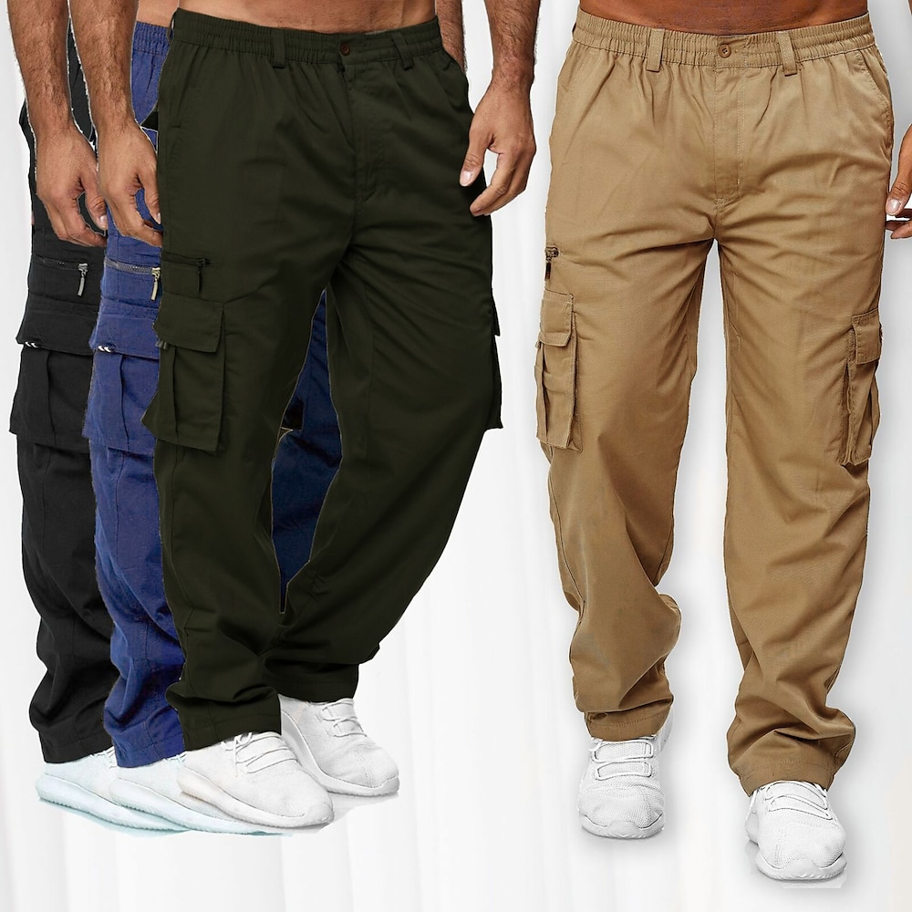 Herren Cargohose Cargohosen Cargohose Hose Hosen Elastische Taille Multi Pocket Gerade geschnitten Mehrfarbig Draussen Sport In voller Länge Freizeitskleidung Brautkleider schlicht Armeegrün Schwarz Lightinthebox