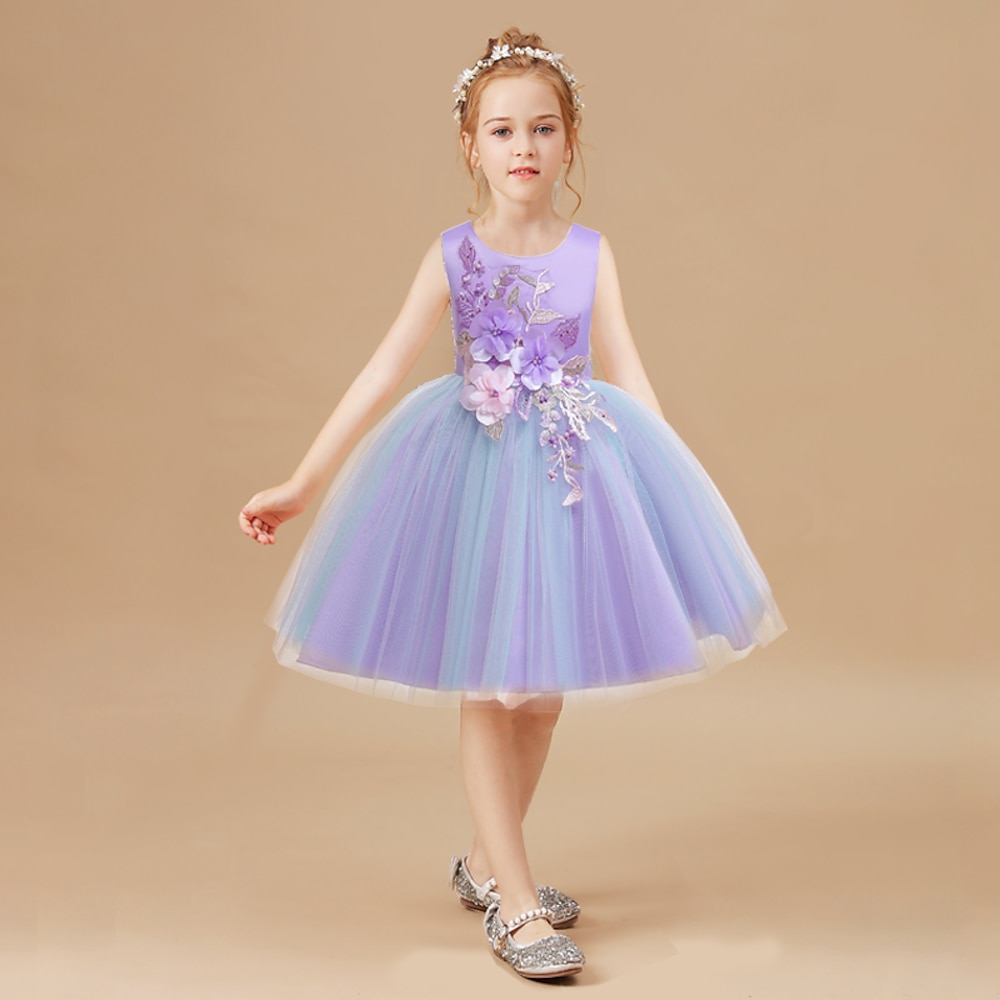 kinder mädchen kleid spitze blumen party blau lila rosa baumwolle elegant bunt kleider ganzjährig 3-12 jahre Lightinthebox