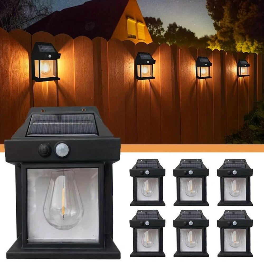 Solar-Wandlaternen für den Außenbereich mit 3 Modi, kabellos, Bewegungsmelder, LED-Wandleuchte, IP65, wasserdicht, für den Außenbereich, Veranda, Sicherheitslampen, Wandmontage, Terrassenzaun, Lightinthebox
