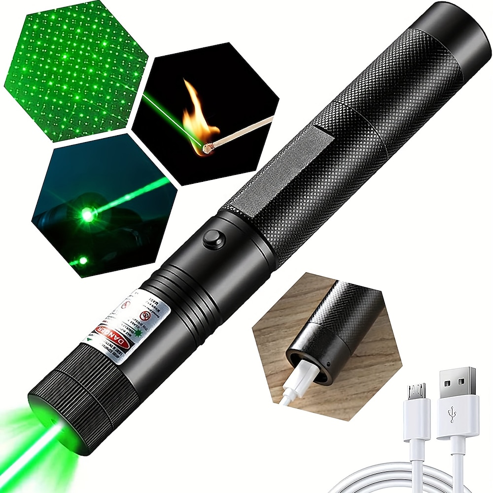 USB wiederaufladbares Laserpointerlicht für Outdoor-Jagd, Wandern, Camping, großer Laserstrahl, grüner Laserpointer Lightinthebox