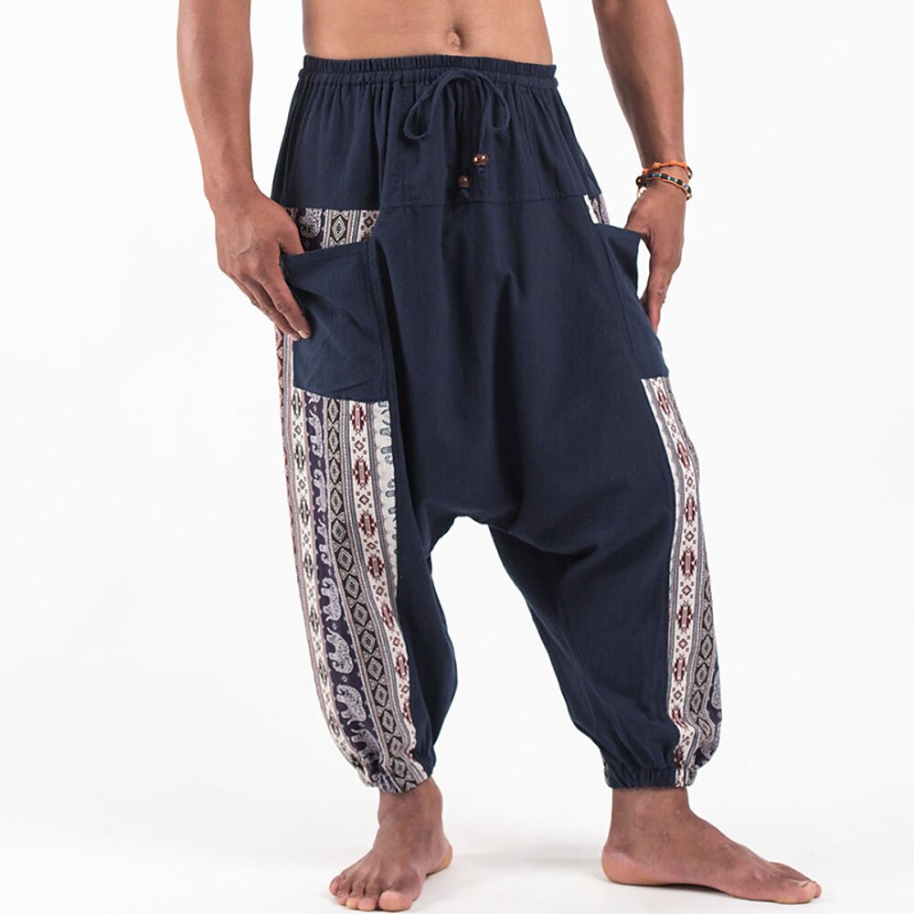 Herren Leinenhose Hose Hosen Sommerhosen Pumphose Kordelzug Elastische Taille Drop Schritt Bedruckt Komfort Atmungsaktiv Outdoor Täglich Ausgehen Modisch Brautkleider schlicht Braun Grün Lightinthebox