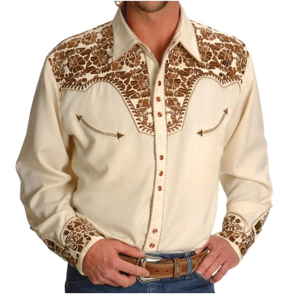 Klassisch Retro Vintage Bluse / Hemd West Cowboy Herren 3D Maskerade Alltagskleidung Erwachsene Hemd Ganzjährig Lightinthebox