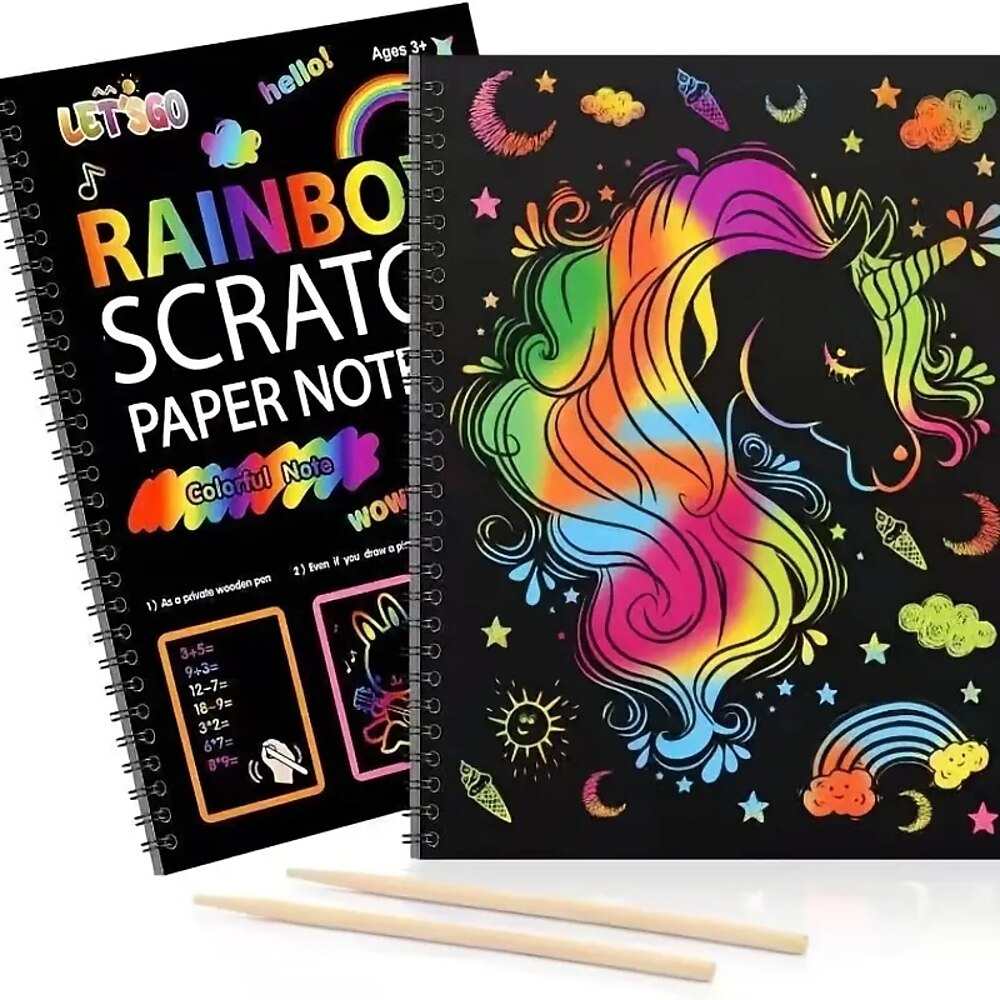 12 Blatt Regenbogen-Notizbücher zum Rubbeln, Kunsthandwerkszubehör-Set, farbiges Zeichenpapier-Set für Kinder, Geburtstag, Spiel, Party, Festival, Ostern, Aktivitätsspielzeug Lightinthebox