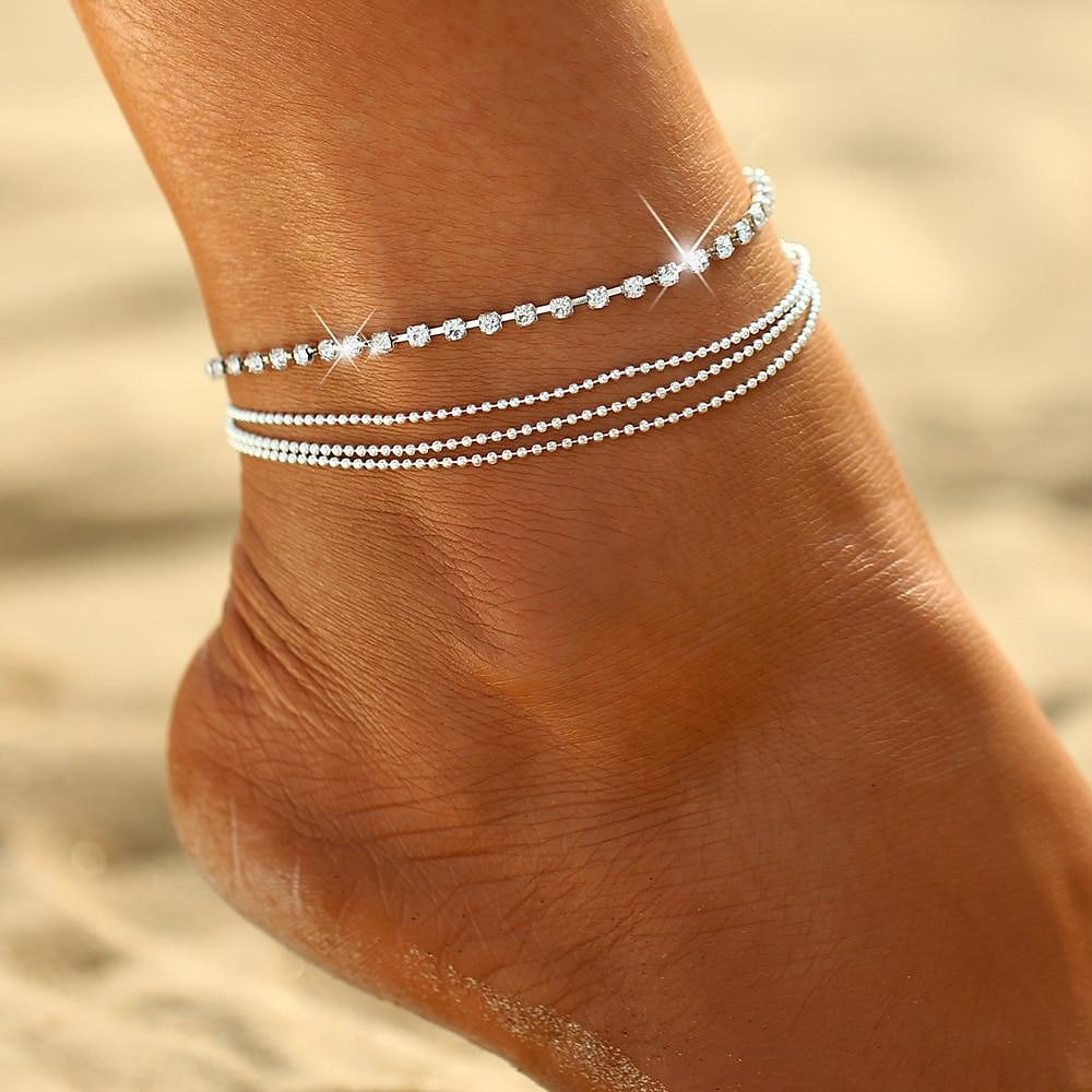 Knöchel-Armband Damen Körperschmuck Für Festtage Strand Strass Aleación Silber 1 PC Lightinthebox