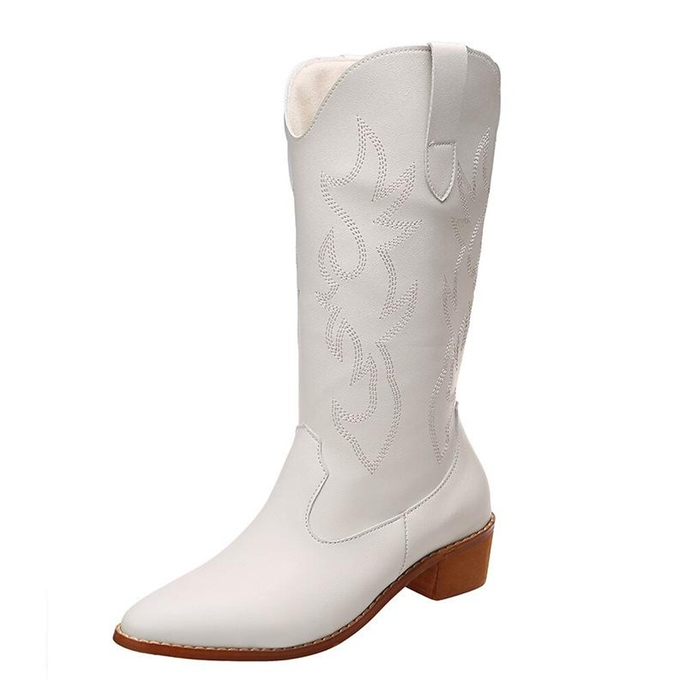 Retro Vintage Hippie 1970er Schuhe Westernstiefel Hippie Cowgirl West Cowboy Damen Jacquard Einfarbig Karneval Maskerade Urlaub Party Alltagskleidung Erwachsene Schuhe Ganzjährig Lightinthebox