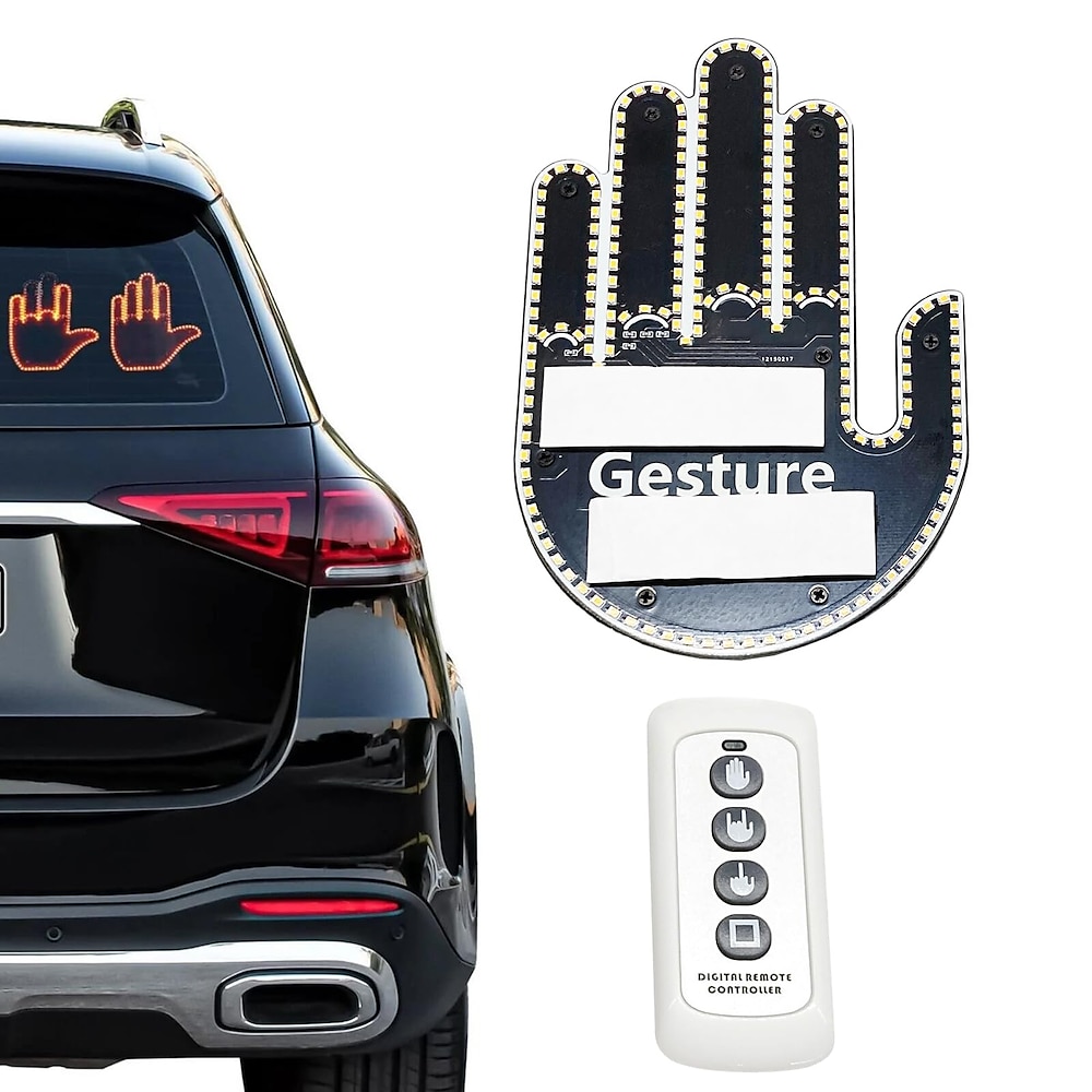 Mittelfinger-Gestenlicht mit Fernbedienung, Mittelfinger-Zubehör für Autos, leichte LKWs, lustiges Autozubehör, ideales Autogeschenk Lightinthebox