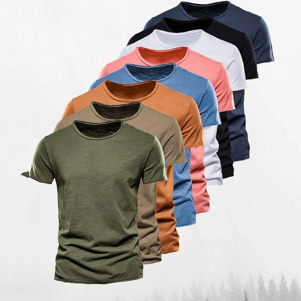 Herren T Shirt T-Shirt Glatt Rundhalsausschnitt Urlaub Strasse Kurze Ärmel Klassicher Stil Bekleidung 100% Baumwolle Modisch Designer Basic Lightinthebox