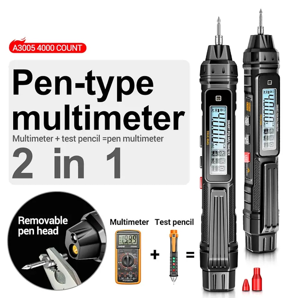 A3005 Digitalmultimeter Stifttyp 4000 zählt professionelles Messgerät berührungsloser automatischer AC/DC-Spannungs-Ohm-Diodentester für Werkzeug Lightinthebox