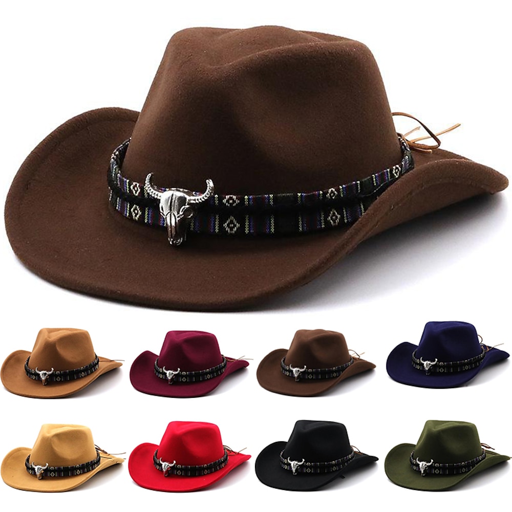 Retro Vintage 18. Jahrhundert 19. Jahrhundert Cowboy-Hut Cowgirl-Hut Cowgirl Cowboy West Cowboy Herren Damen Junggesellinnenabschiedsparty Hut Ganzjährig Lightinthebox