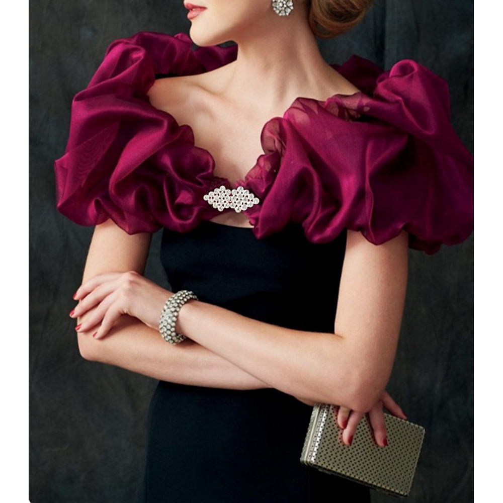 Schals Damen Wrap reine elegante ärmellose Tüll Hochzeit Wraps mit Blume für Party Frühlingamp;Sommerkleid zum Beeindrucken 2025 Lightinthebox
