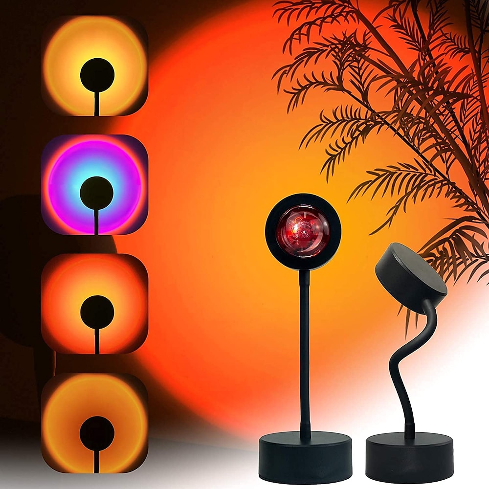 Sunset Lampe LED Sonnenuntergang Projektor, USB-betriebene Regenbogen Nachtlicht für Wohnzimmer, Schlafzimmer, Café, Wanddekoration, Bunte Atmosphäre Lichter Lightinthebox