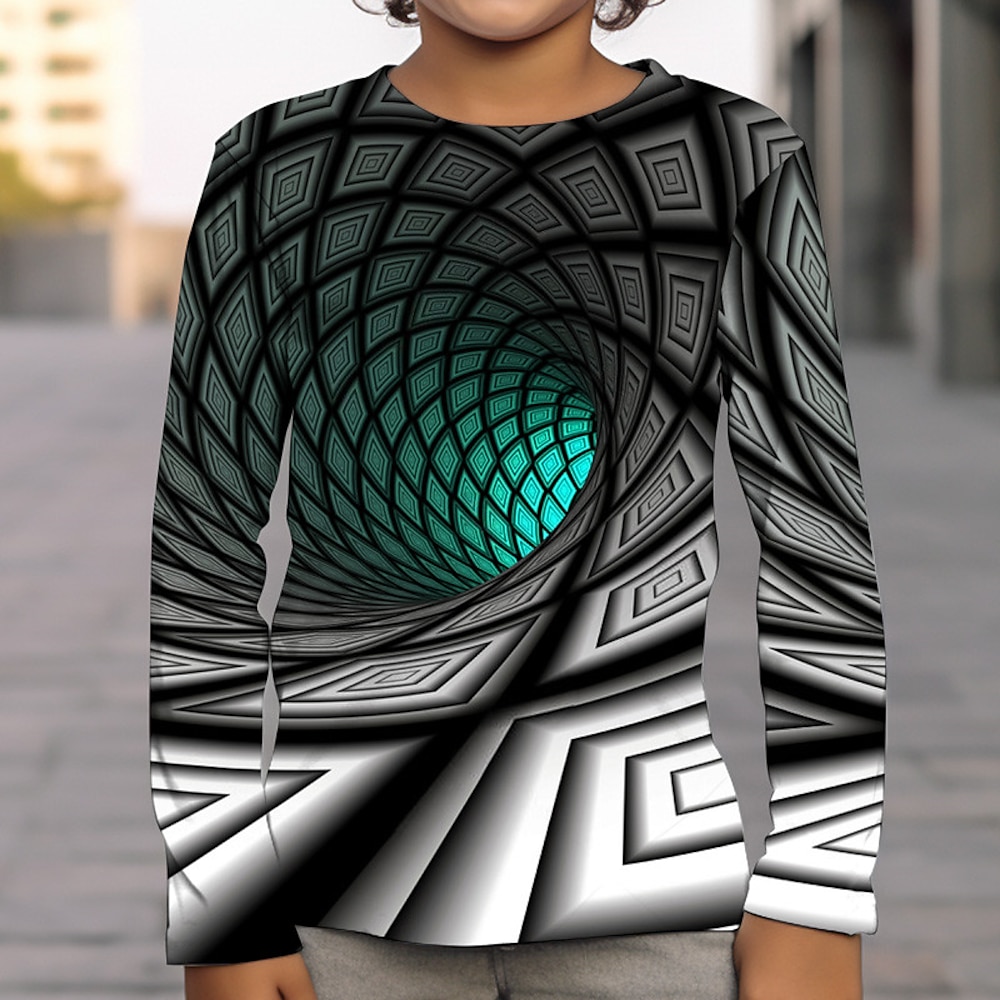 Jungen 3D Graphic 3D-Druck T-Shirt Langarm 3D-Druck Sommer Frühling Herbst Sport Modisch Strassenmode Polyester kinderkleidung 3-12 Jahre Outdoor Casual Täglich Regular Fit Lightinthebox