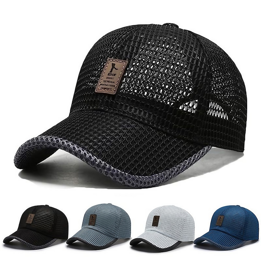 Herren-Baseballkappe, Unisex, Trucker-Mütze, Sommer, atmungsaktiv, vollmaschig, Schwarz, Marineblau, Fitness-Buchstabe, UV-beständig, für Outdoor-Sportarten Lightinthebox