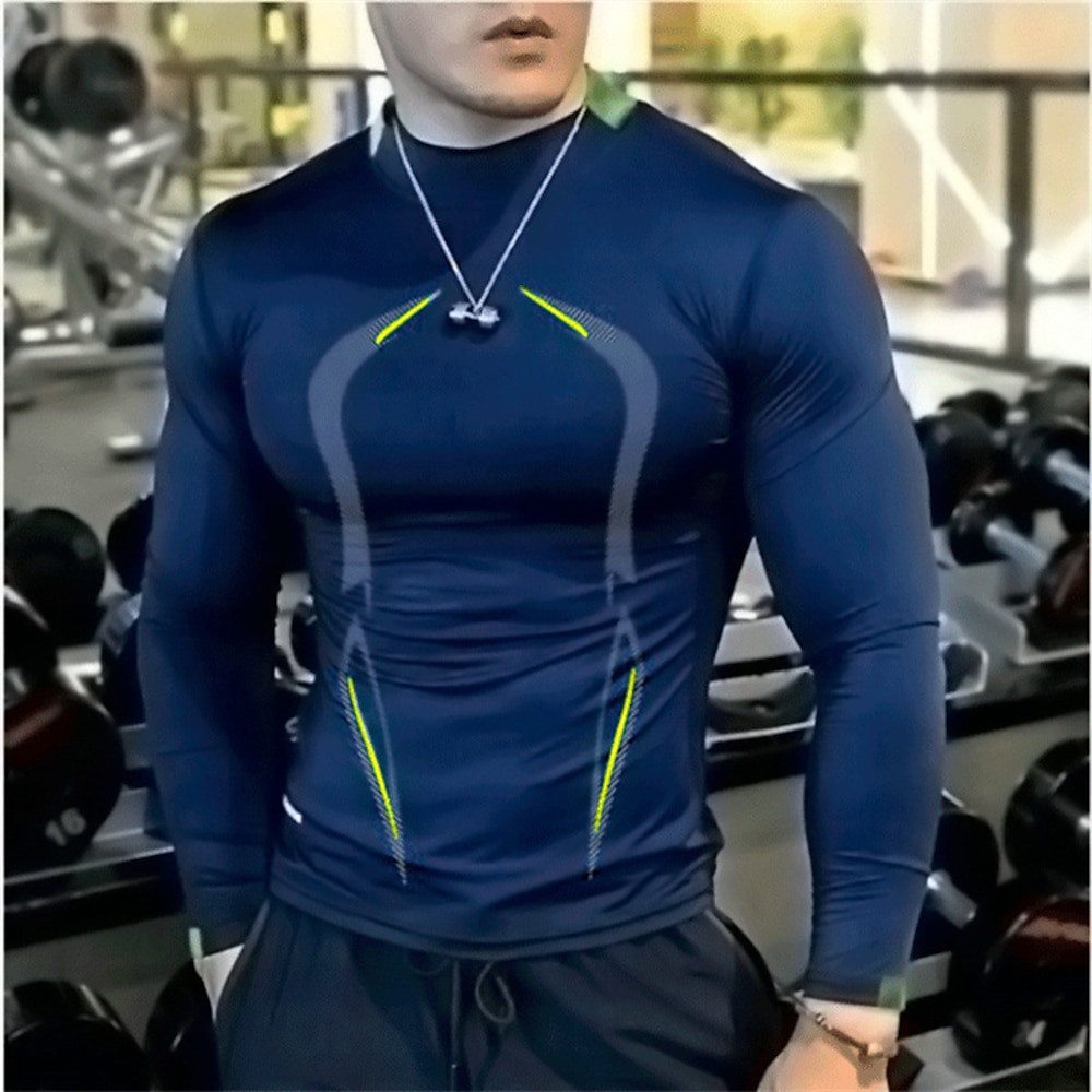 Herren Funktionsshirt Laufshirt Sport Top Langarm Grundschicht Sportlich Athlässigkeit Frühling Atmungsaktiv Schnelltrocknend Schweißableitend Power Flex Laufen Joggen Traning Sportbekleidung Lightinthebox