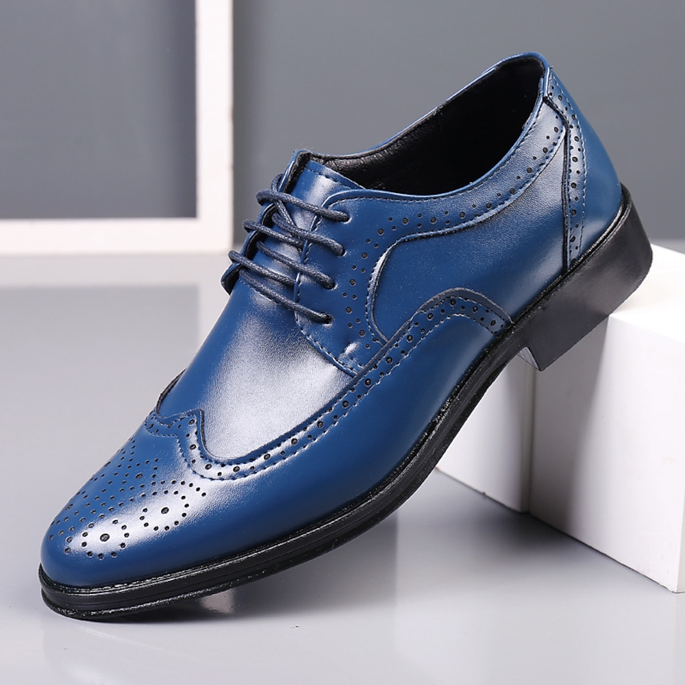 Klassische Brogue-Lederschuhe für Herren, stylische Oxfords mit Flügelkappe und Schnürung, elegantes, formelles Schuhwerk fürs Business und besondere Anlässe Lightinthebox