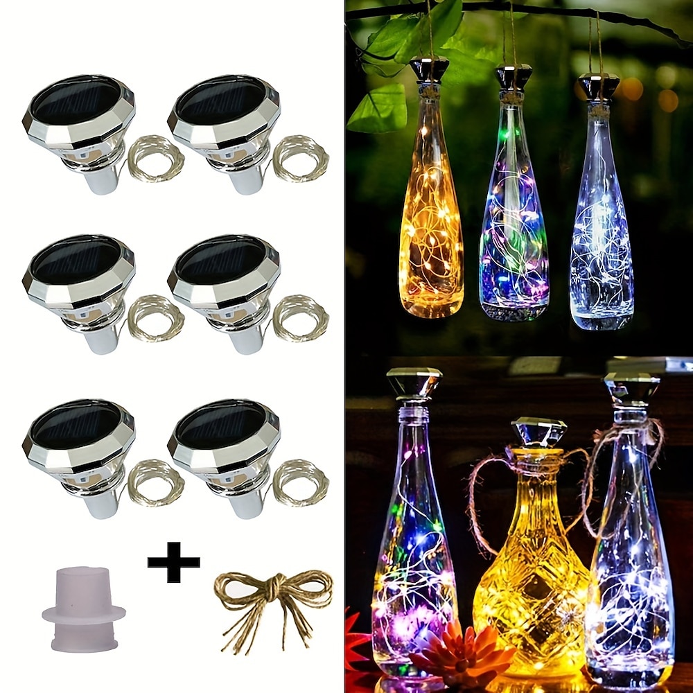 Solar-Licht für Weinflaschen, Korken, Diamant, 20 LEDs, Kupferdraht, für den Außenbereich, wasserdicht, Märchen-Lichterkette, Garten, Hochzeit, Hofdekoration, 2 m (78,74 Zoll) Lightinthebox