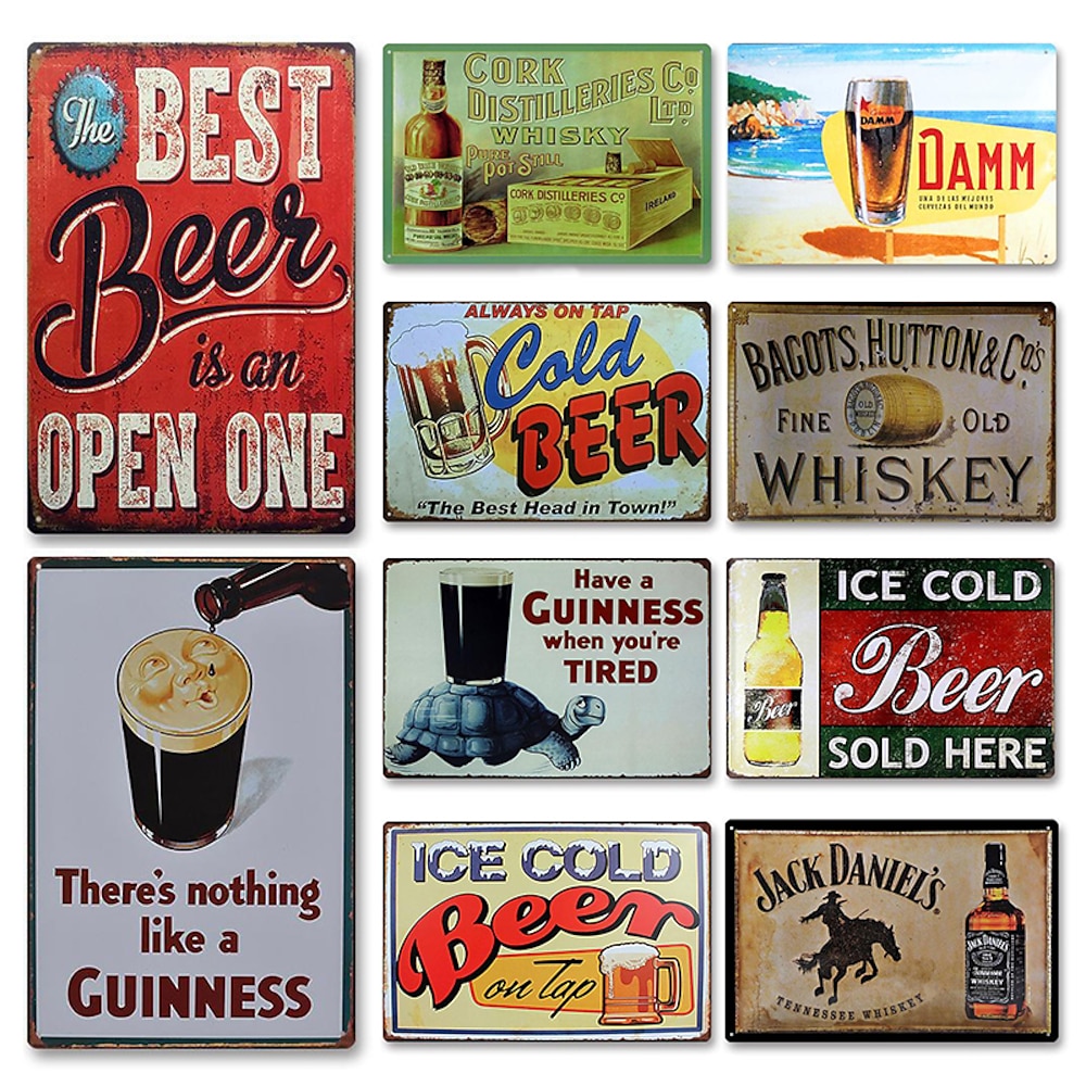 1 Stück Retro-Metall-Blechschild, Bier-Blechschild, Vintage-Bar, Club-Schilder, Wanddekoration, Gemälde, Wandbehang für Heimdekoration, Wandkunst, Metall-Blechschild, 20 x 30 cm/8'' x 12'' Lightinthebox