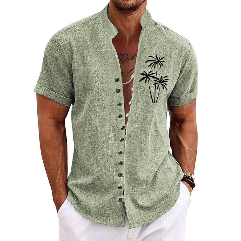 Herren Kokosnussbaum Tropische Pflanzen Hemd Hawaiihemd Sommerhemd Aloha-Shirt Kurzarm Hemd Ständer Modisch Strassenmode Designer Outdoor Urlaub Strasse Blau Purpur Grün S M L Lightinthebox