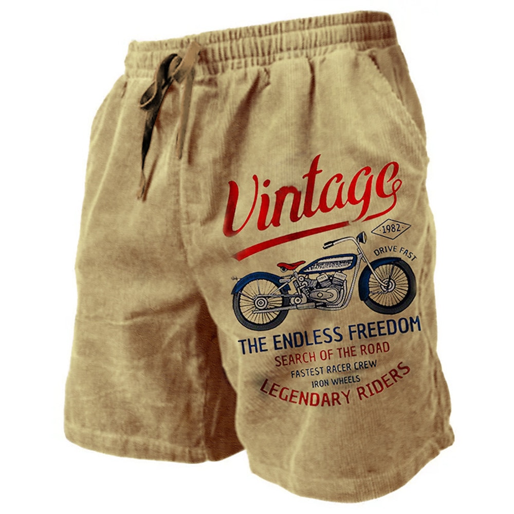 Herren Buchstabe Vintage Motorräder Sweatshorts Kurze Hose Strandshorts Kurze Hosen Frottee-Shorts Mittlere Taillenlinie Vintage Brautkleider schlicht Täglich Festtage Strassenmode Kordelzug Lightinthebox