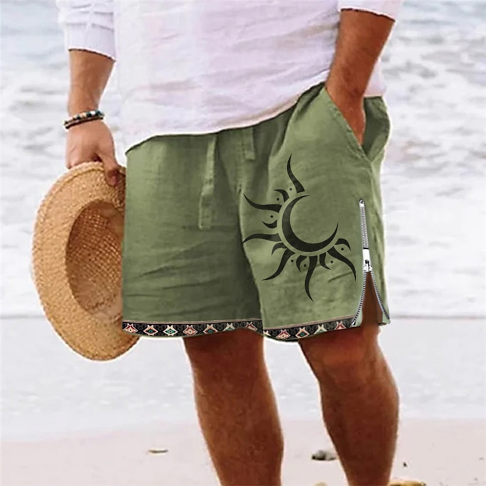 Herren Boardshorts Badeshorts Badehose Schwimmshorts Bademode Zip Tasche Elastische Taille Sonne Grafik-Drucke Komfort Atmungsaktiv Kurz Casual Täglich Festtage Vintage Ethnischer Stil Grün 1# Blau 1# Lightinthebox