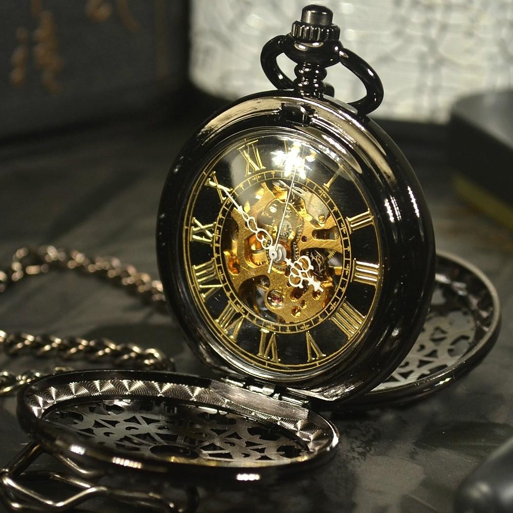 Tiedan Herren Steampunk antike Skelett mechanische Taschenuhr Kette Halskette Freizeituhren mit Geschenkbox Lightinthebox