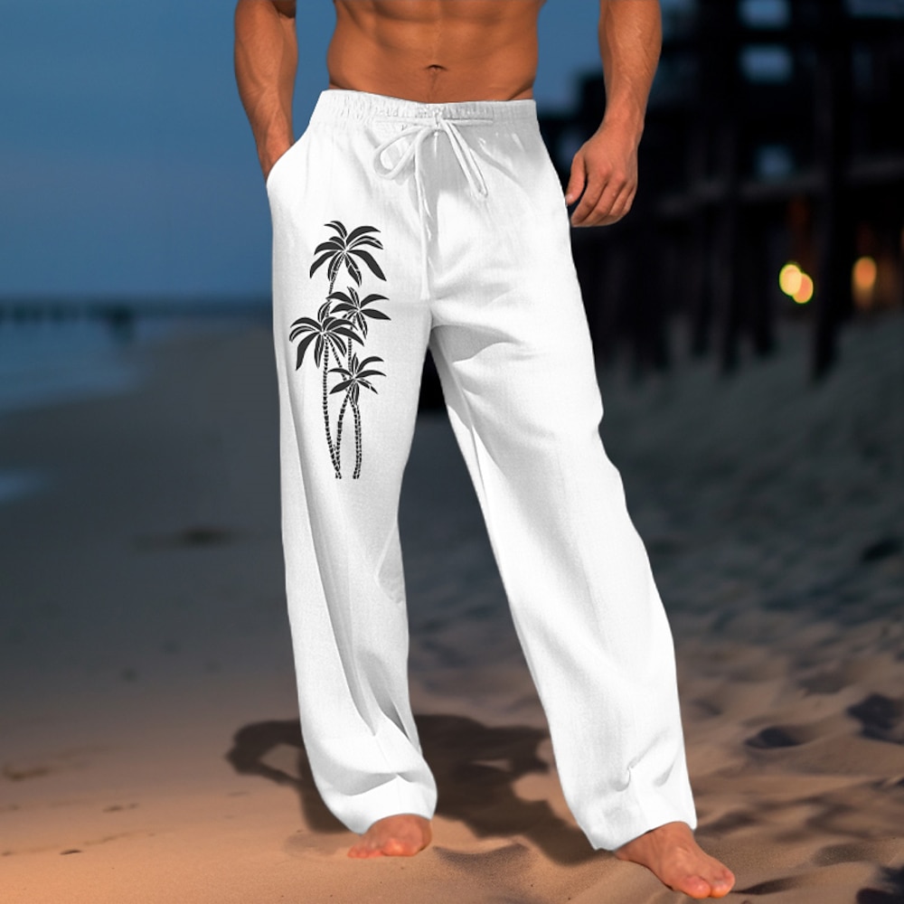 Herren Kokosnussbaum Grafik-Drucke Hose Hosen Sommerhosen Strandhose Mittlere Taillenlinie Strassenmode Hawaiianisch Designer Casual Täglich Festtage Kordelzug Elastische Taille 3D-Druck Frühling Lightinthebox