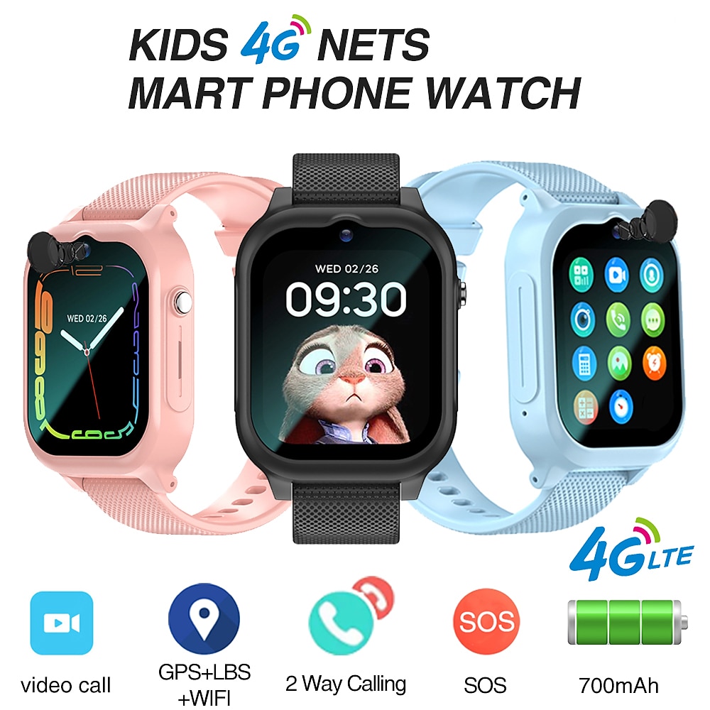 K26 4G Kinder-Smartwatch, Kinder-Smartwatch, Telefonuhr, SIM-Karte, Wecker, Foto, SOS-GPS-Standort-Tracker, Kinderuhr, HD-Video-Chat, Anruf, Geburtstagsgeschenk Lightinthebox